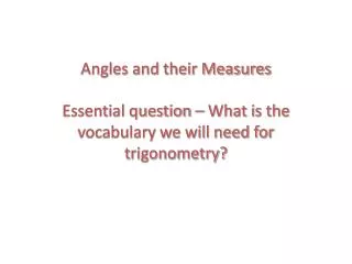 Trigonometry vocabulary