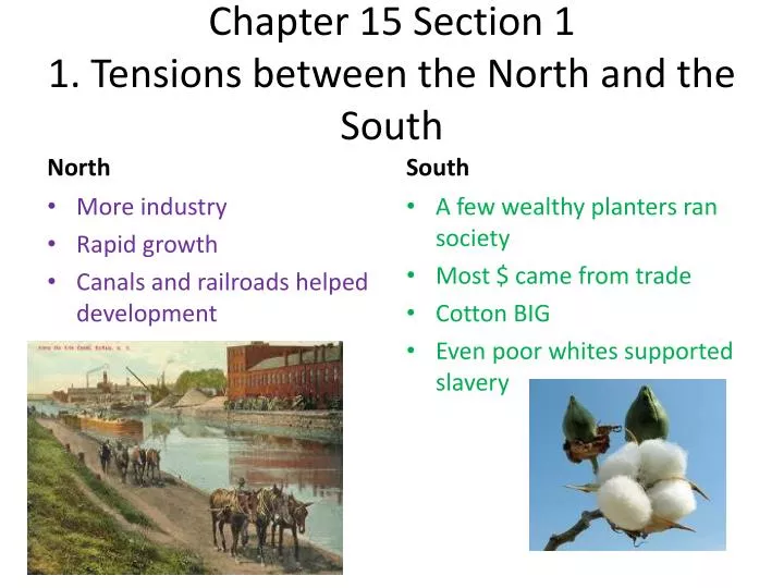 chapter 15 section 1 1 tensions between the north and the south