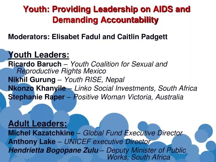 youth providing leadership on aids and demanding accountability