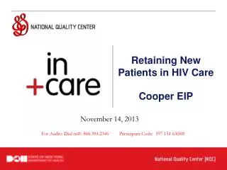 Retaining New Patients in HIV Care Cooper EIP