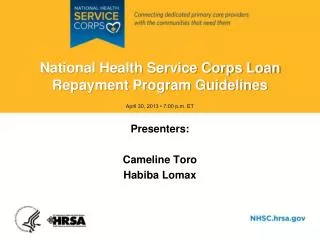 National Health Service Corps Loan Repayment Program Guidelines