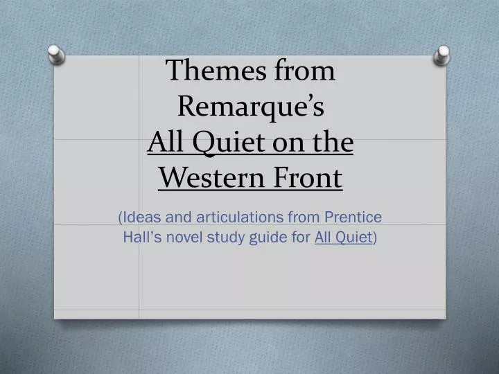 themes from remarque s all quiet on the western front