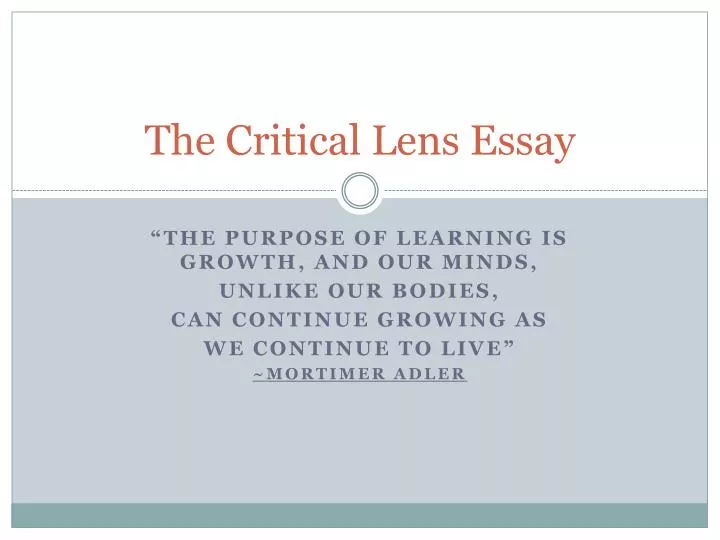the critical lens essay