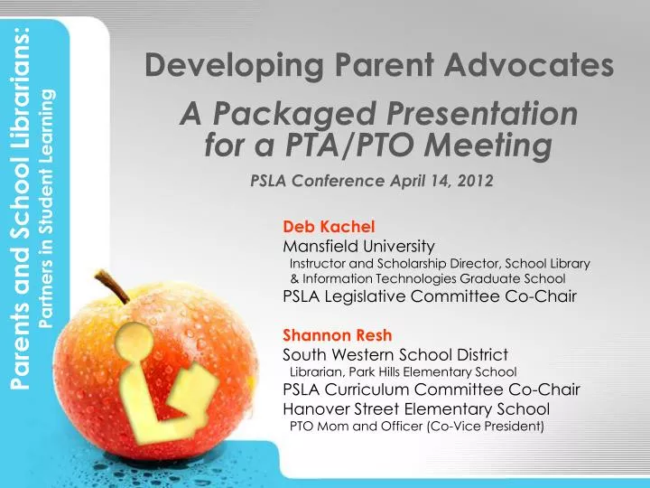 developing parent advocates a packaged presentation for a pta pto meeting