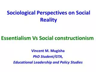 Sociological Perspectives on Social Reality