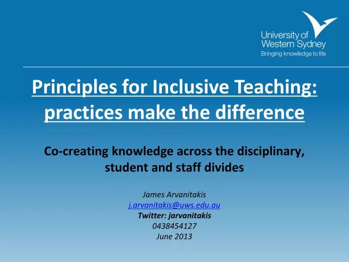 principles for inclusive teaching practices make the difference