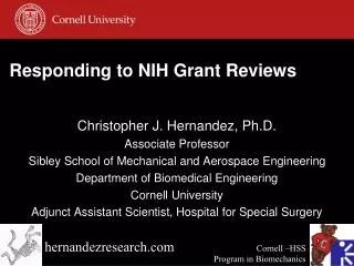 Responding to NIH Grant Reviews