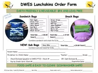 DWES Lunchskins Order Form