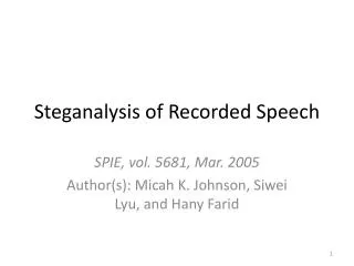 Steganalysis of Recorded Speech