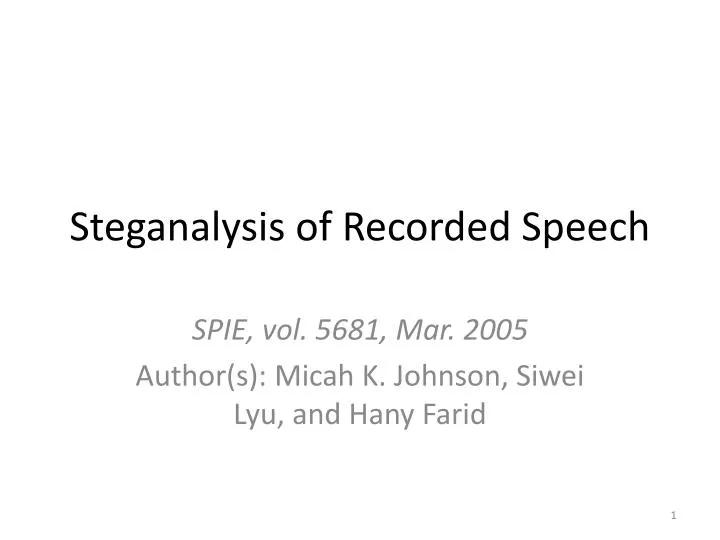 steganalysis of recorded speech