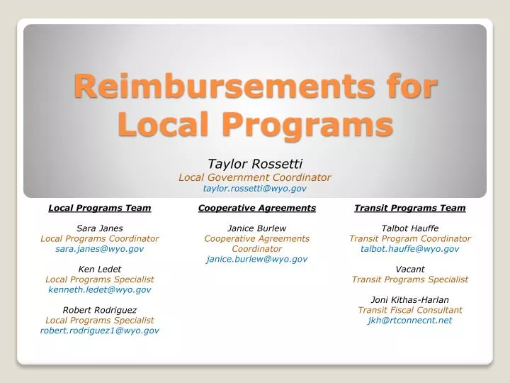 reimbursements for local programs