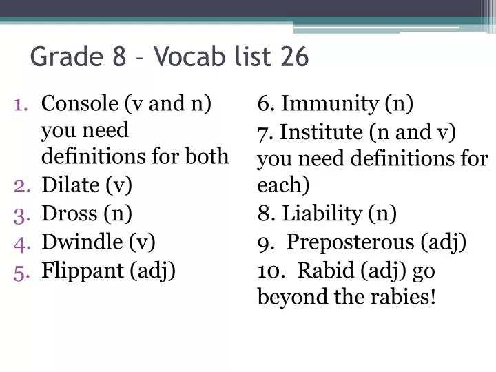 grade 8 vocab list 26