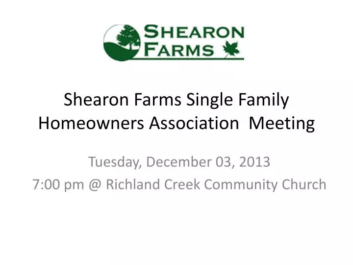 shearon farms single family homeowners association meeting