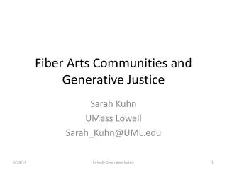 Fiber Arts Communities and Generative Justice
