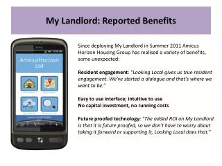 My Landlord: Reported Benefits