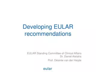 Developing EULAR recommendations