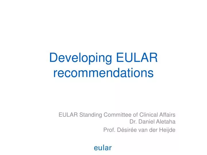 developing eular recommendations