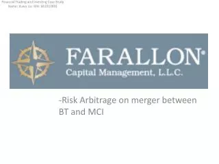 -Risk Arbitrage on merger between BT and MCI