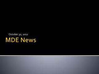 MDE News