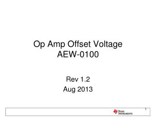 Op Amp Offset Voltage AEW-0100