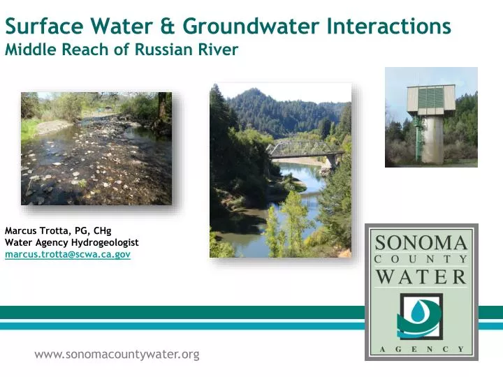 surface water groundwater interactions middle reach of russian river