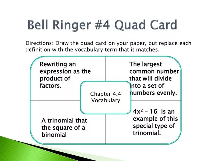 bell ringer 4 quad card