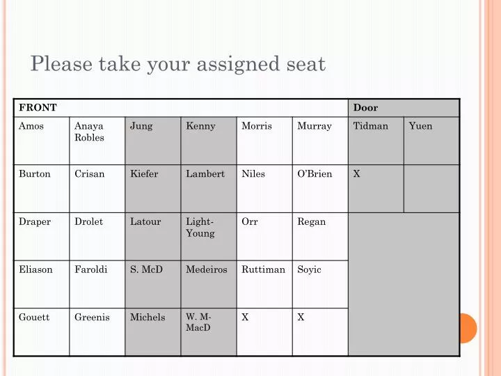please take your assigned seat