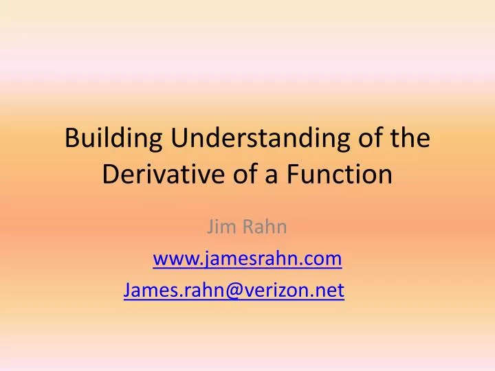 building understanding of the derivative of a function
