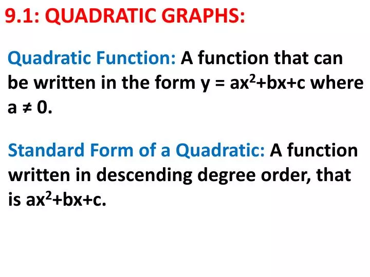 9 1 quadratic graphs