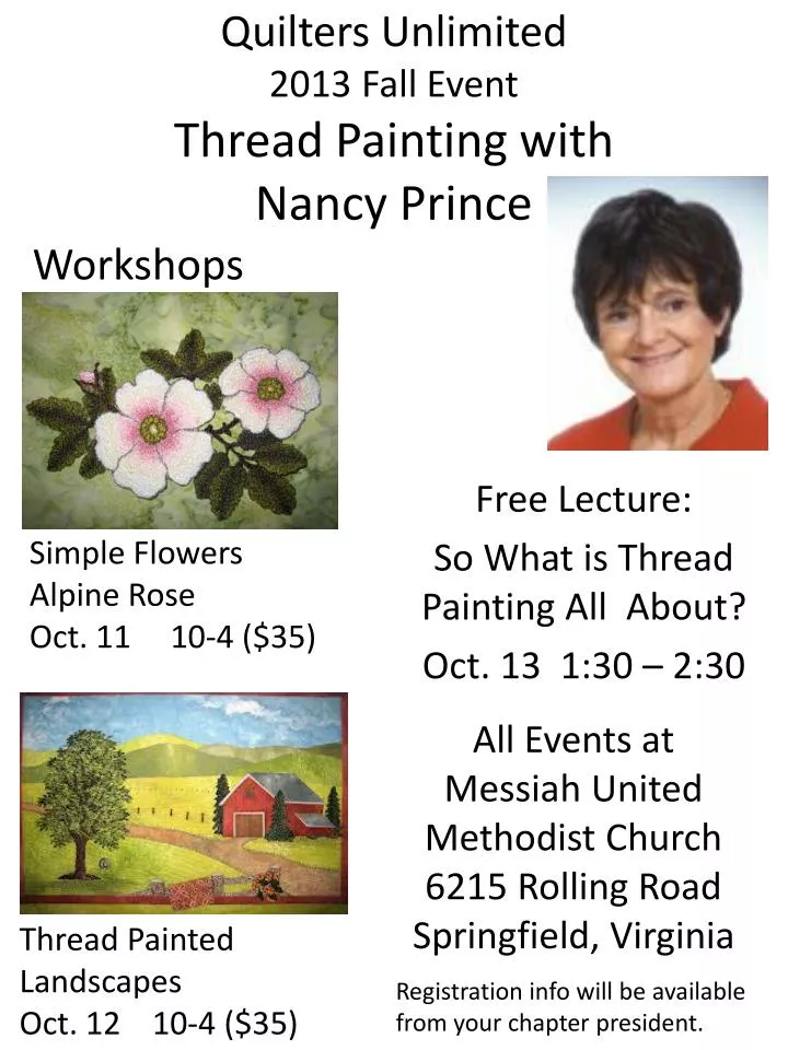 quilters unlimited 2013 fall event thread painting with nancy prince