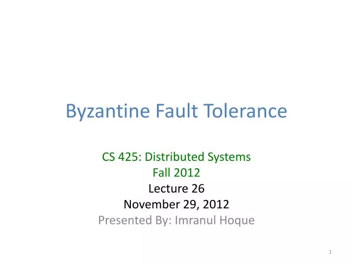 byzantine fault tolerance