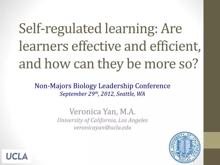 self regulated learning are learners effective and efficient and how can they be more so