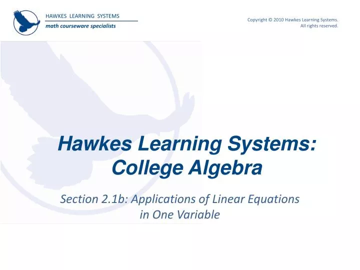 hawkes learning systems college algebra