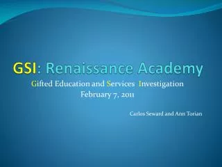 GSI : Renaissance Academy
