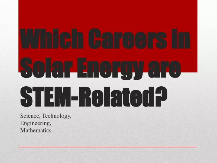 which careers in solar energy are stem related