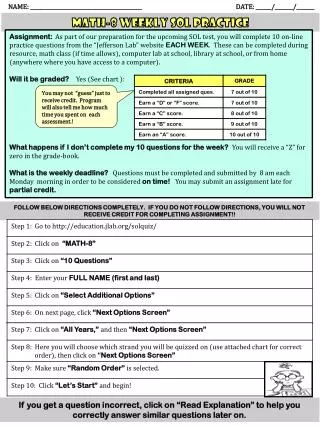 Math-8 weekly SOL Practice