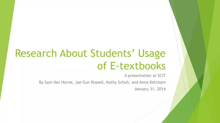 research about students usage of e textbooks