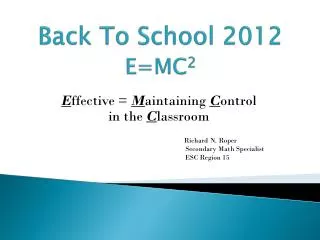 Back To School 2012 E=MC 2