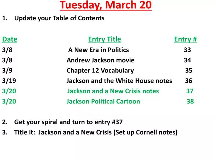 tuesday march 20