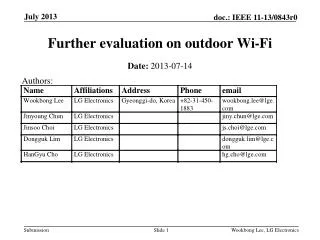 Further evaluation on outdoor Wi-Fi