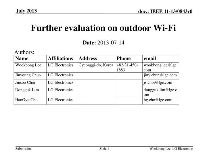 further evaluation on outdoor wi fi