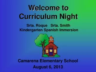 Welcome to Curriculum Night Srta . Roque Srta. Smith Kindergarten Spanish Immersion