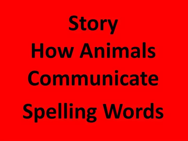 story how animals communicate spelling words
