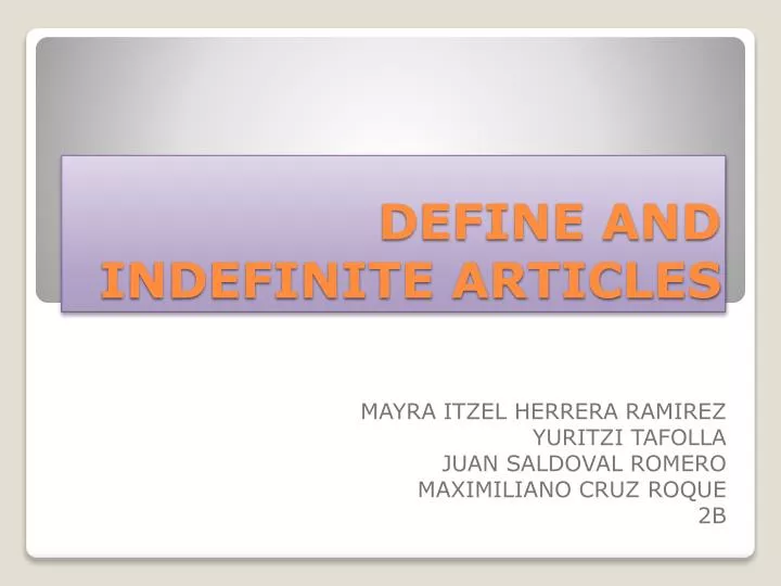 define and indefinite articles