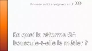 professionnalit enseignante en lp