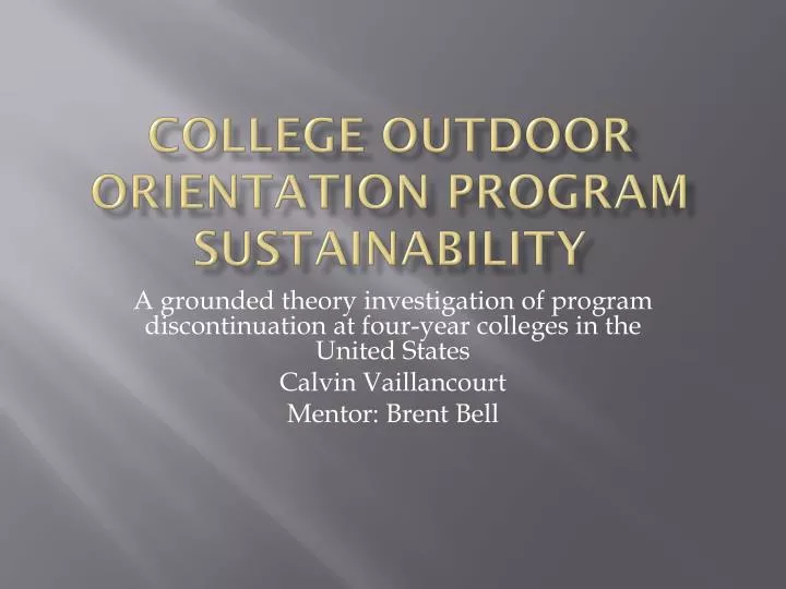 college outdoor orientation program sustainability