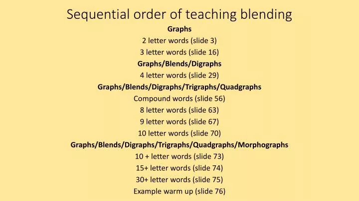 sequential order of teaching blending