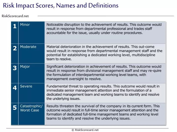 risk impact scores names and definitions