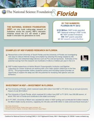 BY THE NUMBERS FLORIDA IN FY 2012