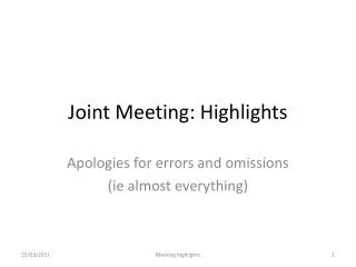 Joint Meeting: Highlights
